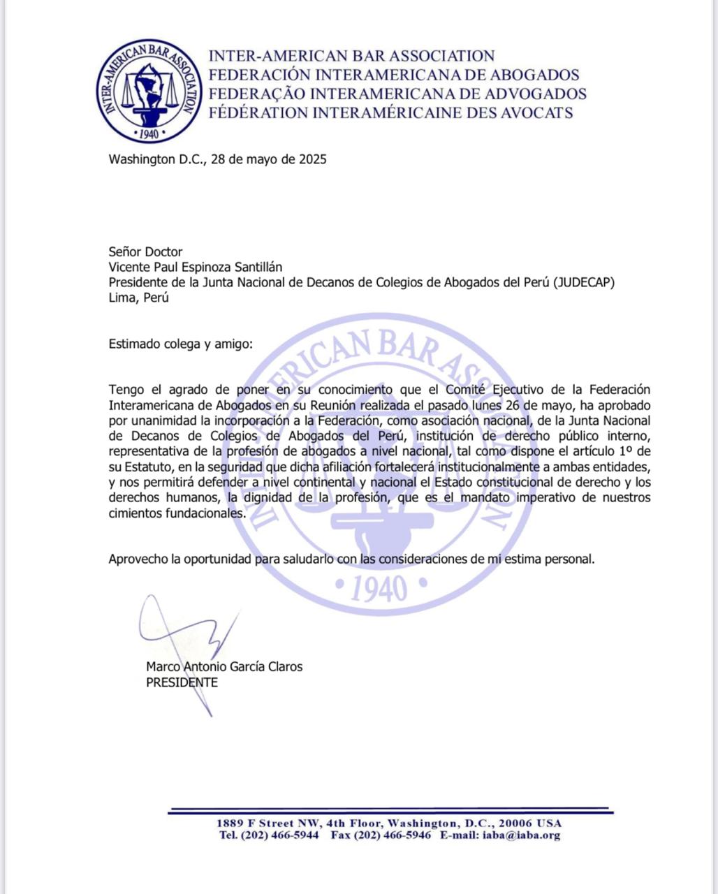 FIA/IABA aprueba la incorporación de JUDECAP