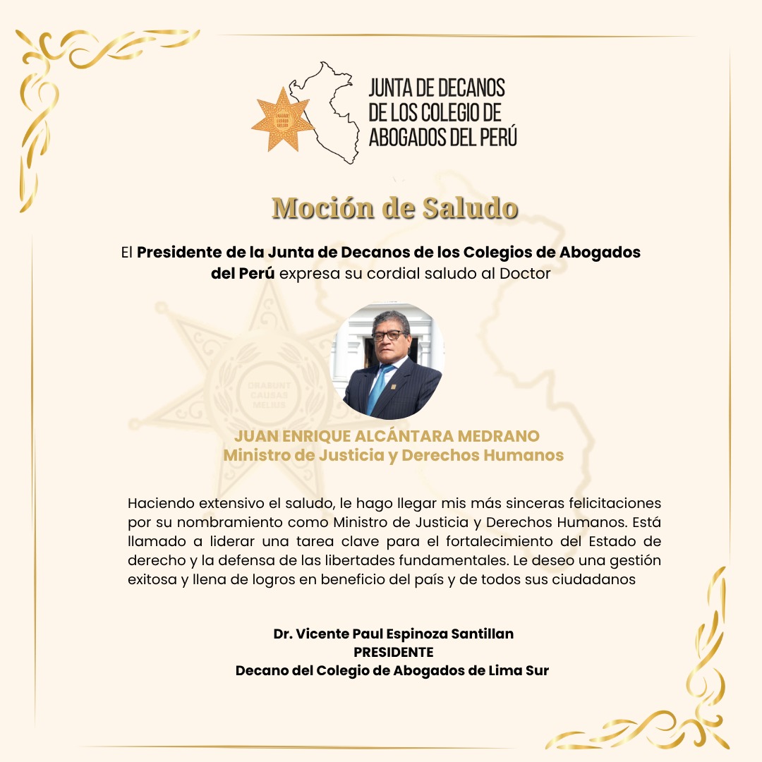 Moción de saludo al Dr Juan Enrique Alcántara Medrano
