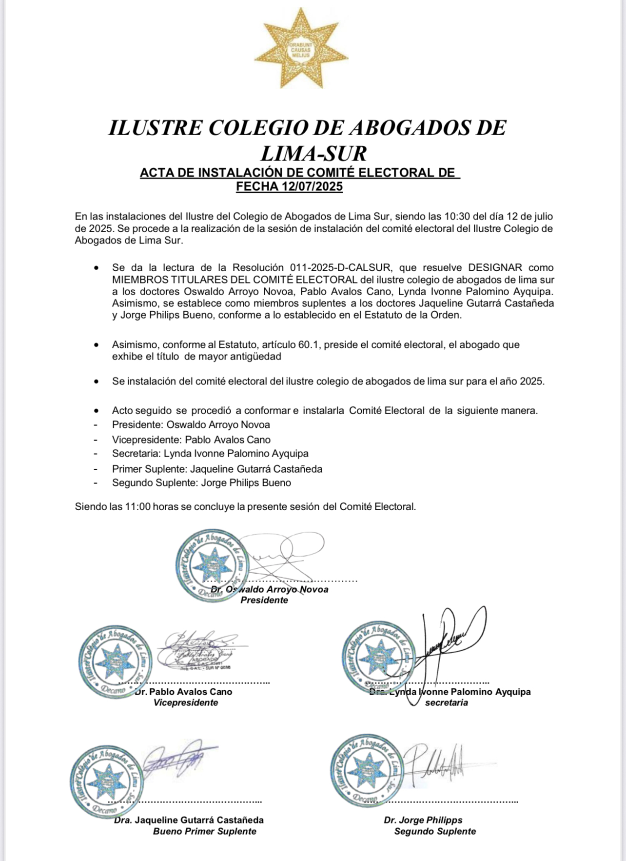 Adhesiones al proyecto de ley de la abogacía peruana