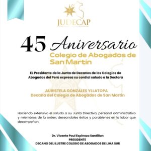 Saludo aniversario Colegio de Abogados de San Martín