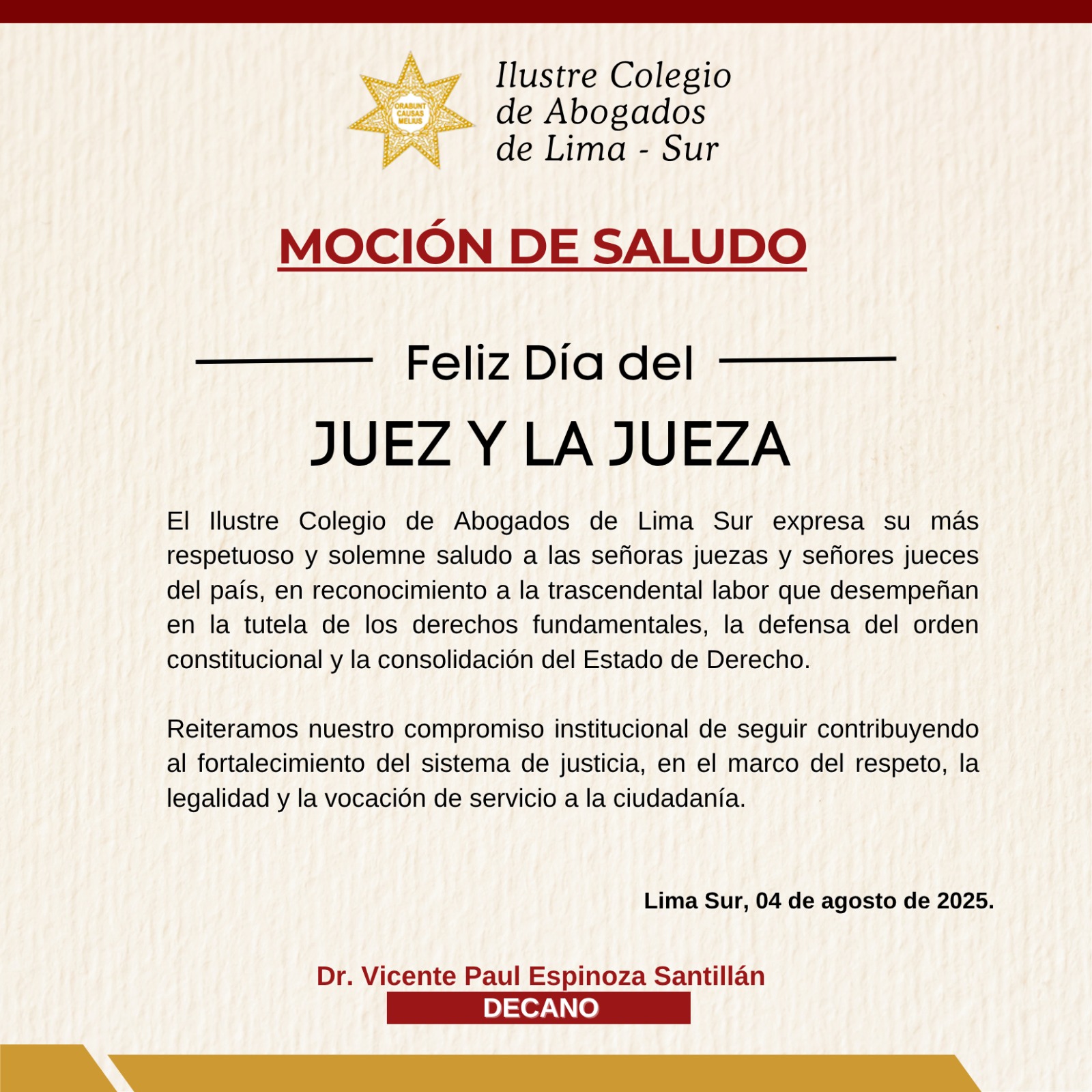 Saludos Calsur Día del Juez