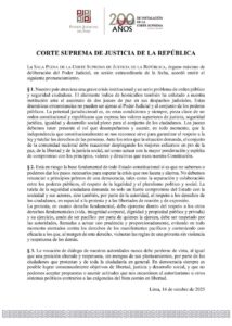 Pronunciamiento Corte Suprema de Justicia de la República