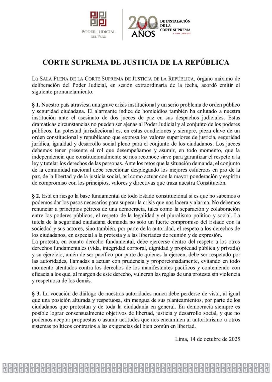 Pronunciamiento Corte Suprema de Justicia de la República
