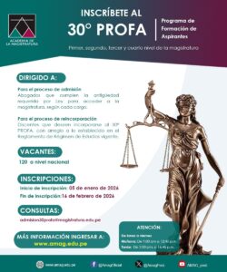 CONVOCATORIA OFICIAL – PROCESO DE ADMISIÓN 30° PROFA