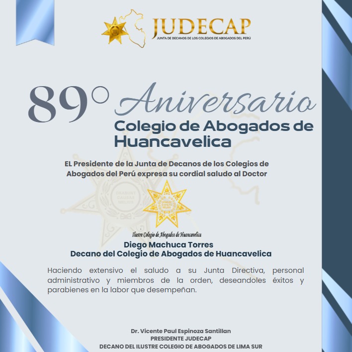 Saludo Aniversario Colegio de Abogados de Huancavelica