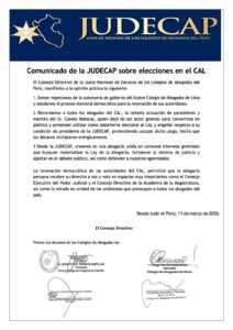 Comunicado de la JUDECAP sobre elecciones en el CAL